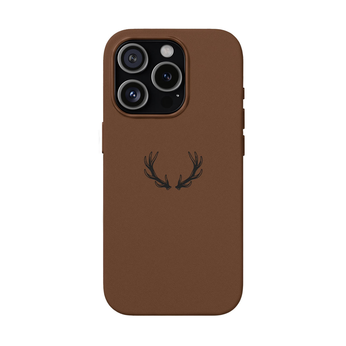 Étui Téléphone Cuir Gravé — Bois de Cerf Minimaliste
