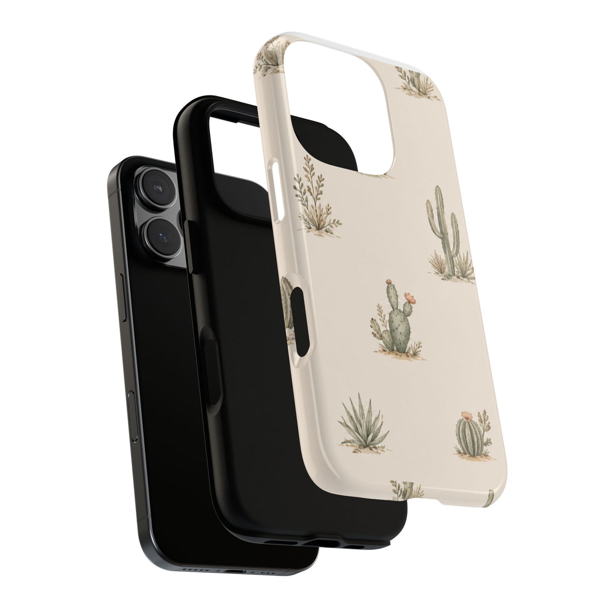 Cactus Pattern Tough Phone Case — Desert Floral Protective Cover