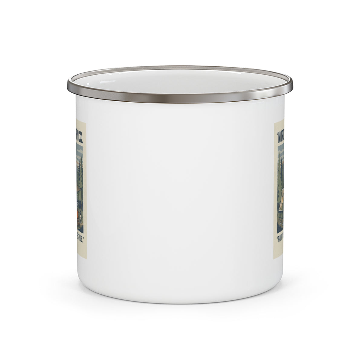 Tasse de Camping en Émail — Tente Vintage Rainy Camp Cozy Lifestyle