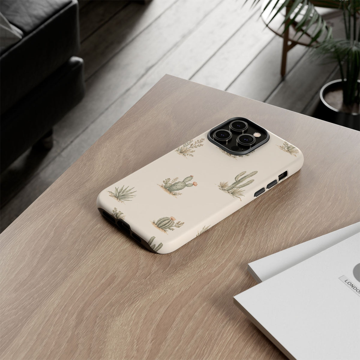 Cactus Pattern Tough Phone Case — Desert Floral Protective Cover