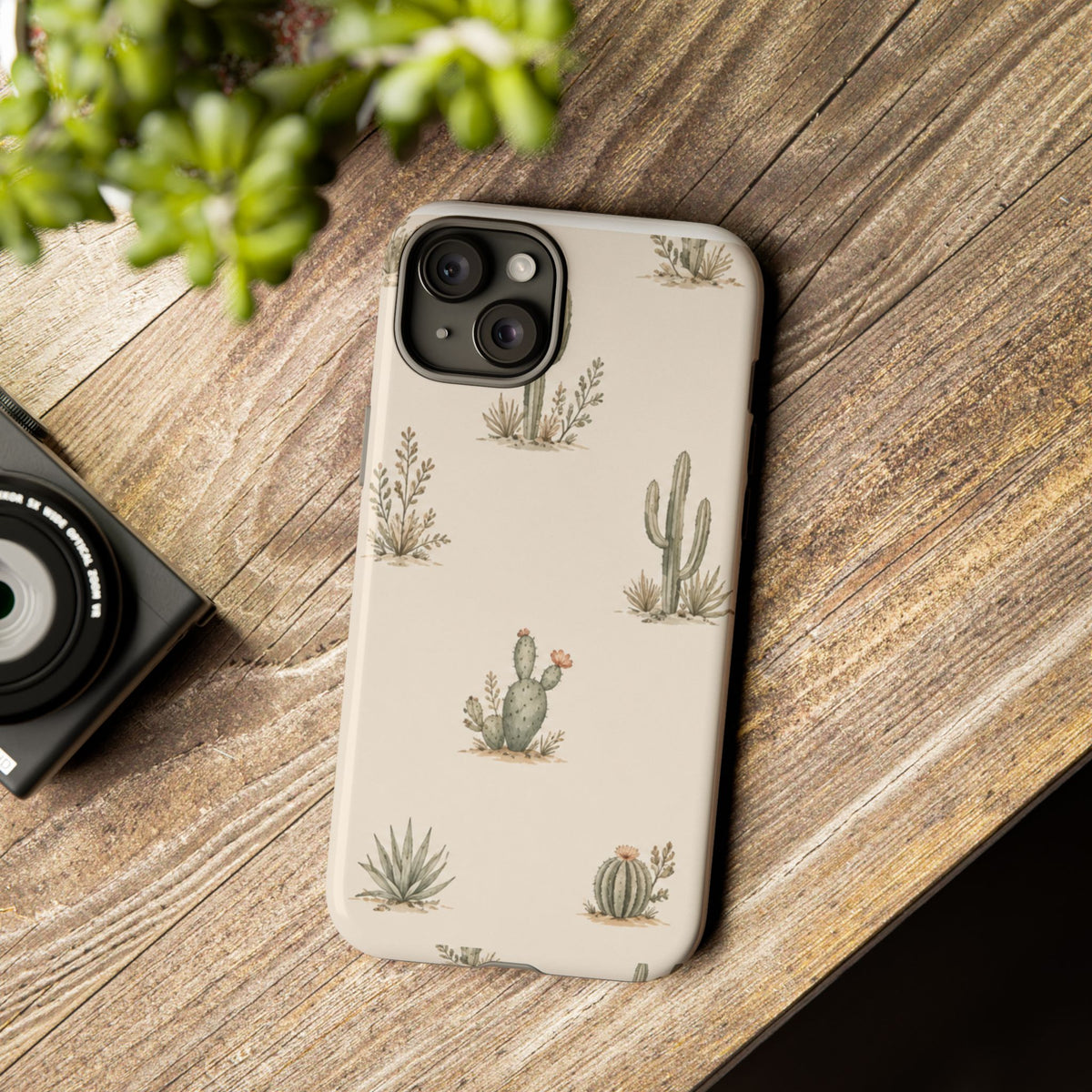 Cactus Pattern Tough Phone Case — Desert Floral Protective Cover