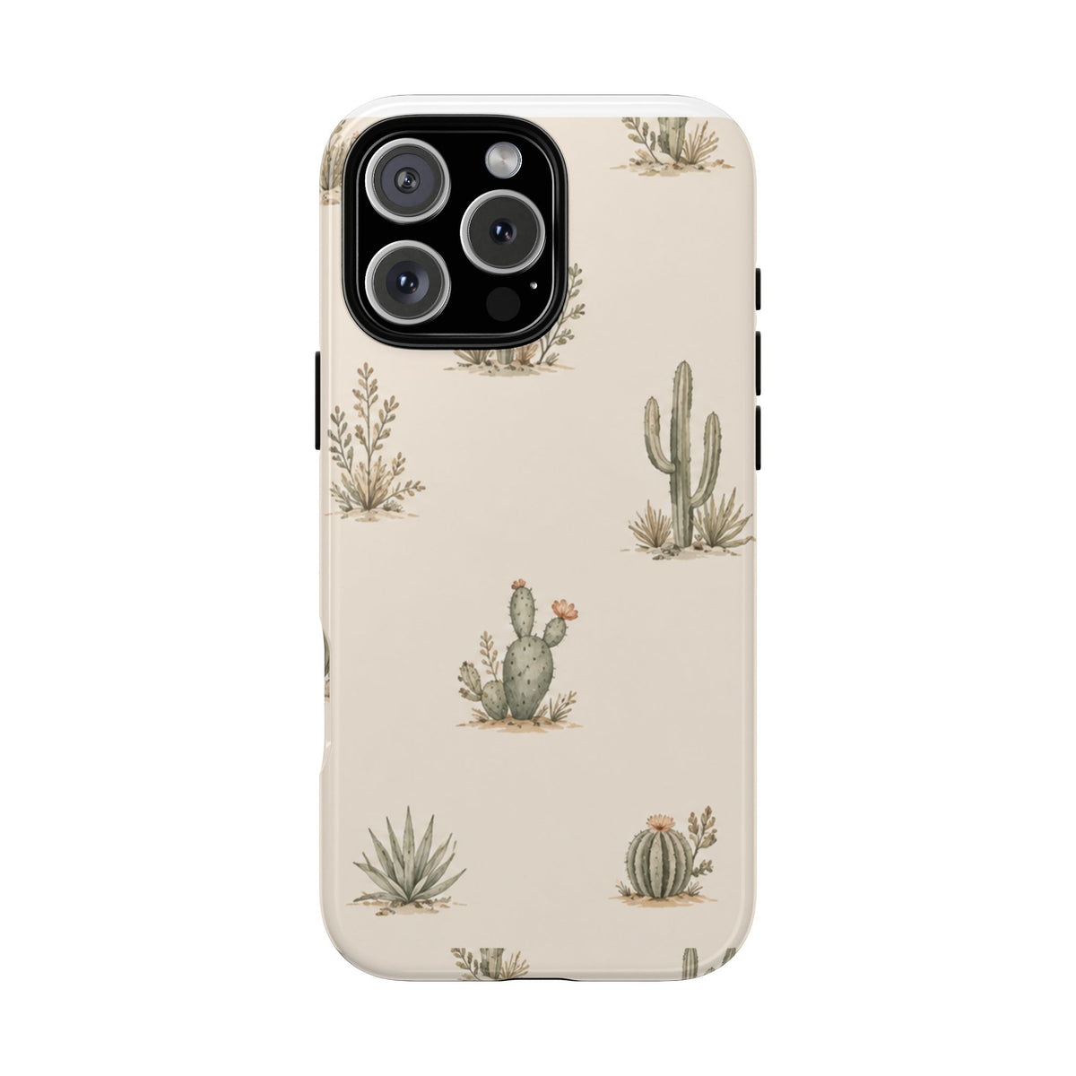 Cactus Pattern Tough Phone Case — Desert Floral Protective Cover