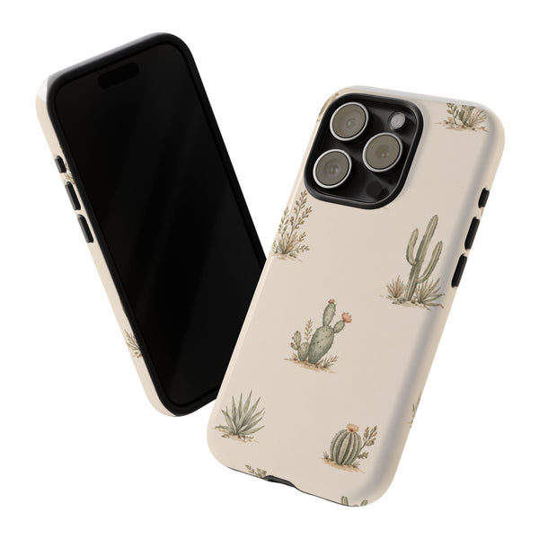 Cactus Pattern Tough Phone Case — Desert Floral Protective Cover