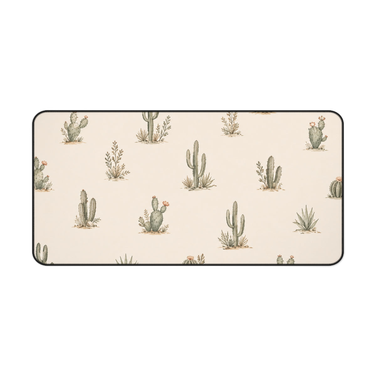 Tapis de Bureau Cactus Désert Fleuri — Tapis de Souris Neutre — Nord Country Co.