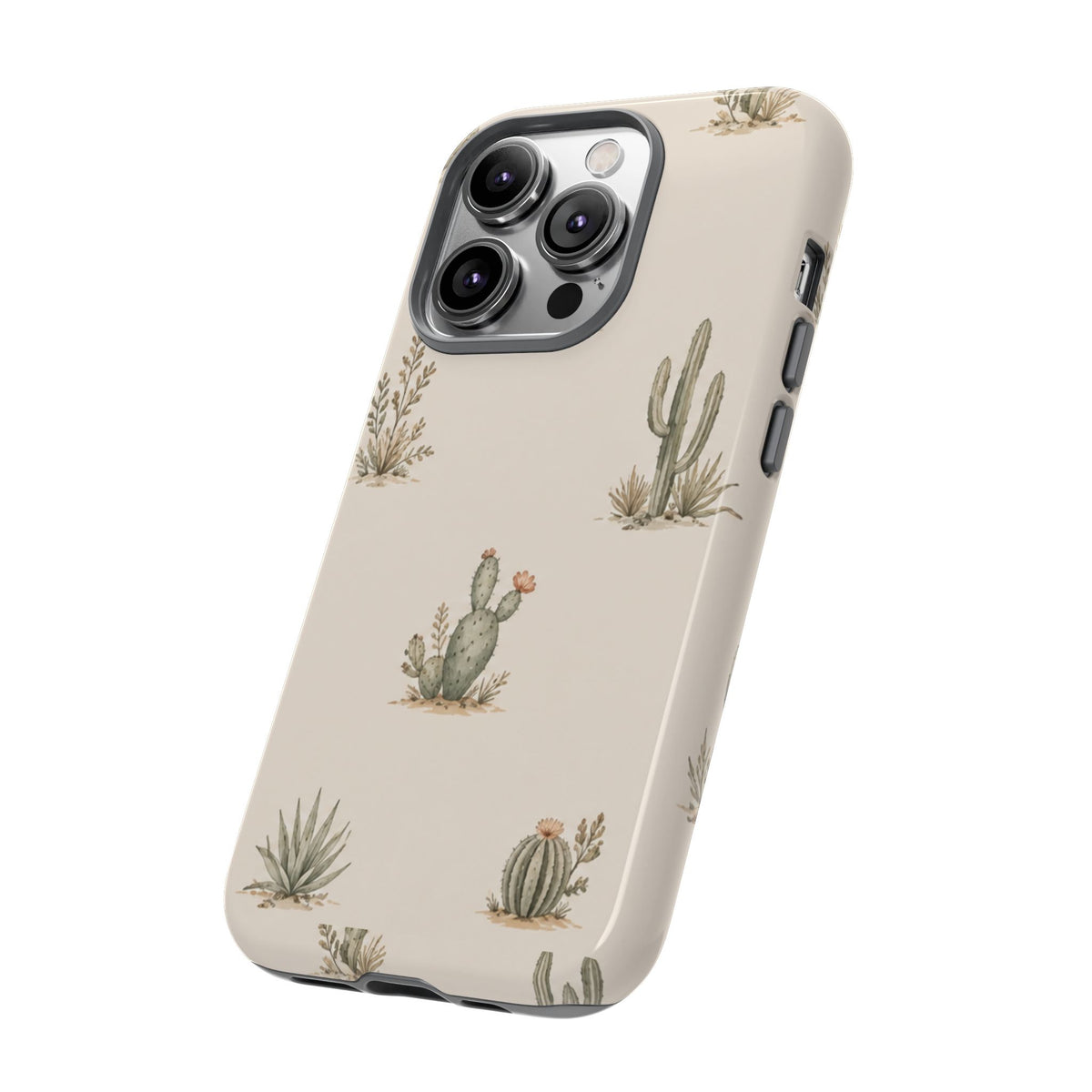 Cactus Pattern Tough Phone Case — Desert Floral Protective Cover
