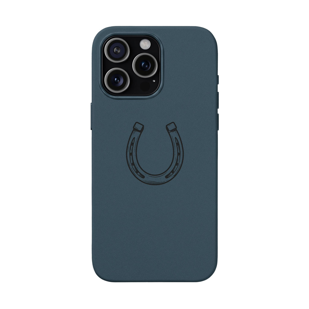 Étui Téléphone Cuir Gravé — Fer à Cheval Minimaliste