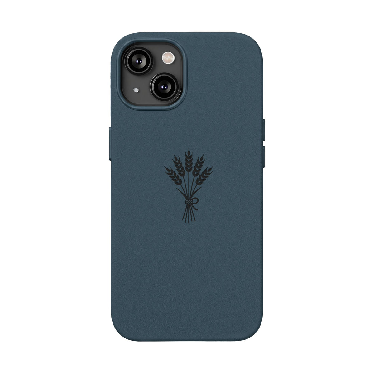 Étui Téléphone Cuir Gravé — Bouquet de Blé Minimaliste