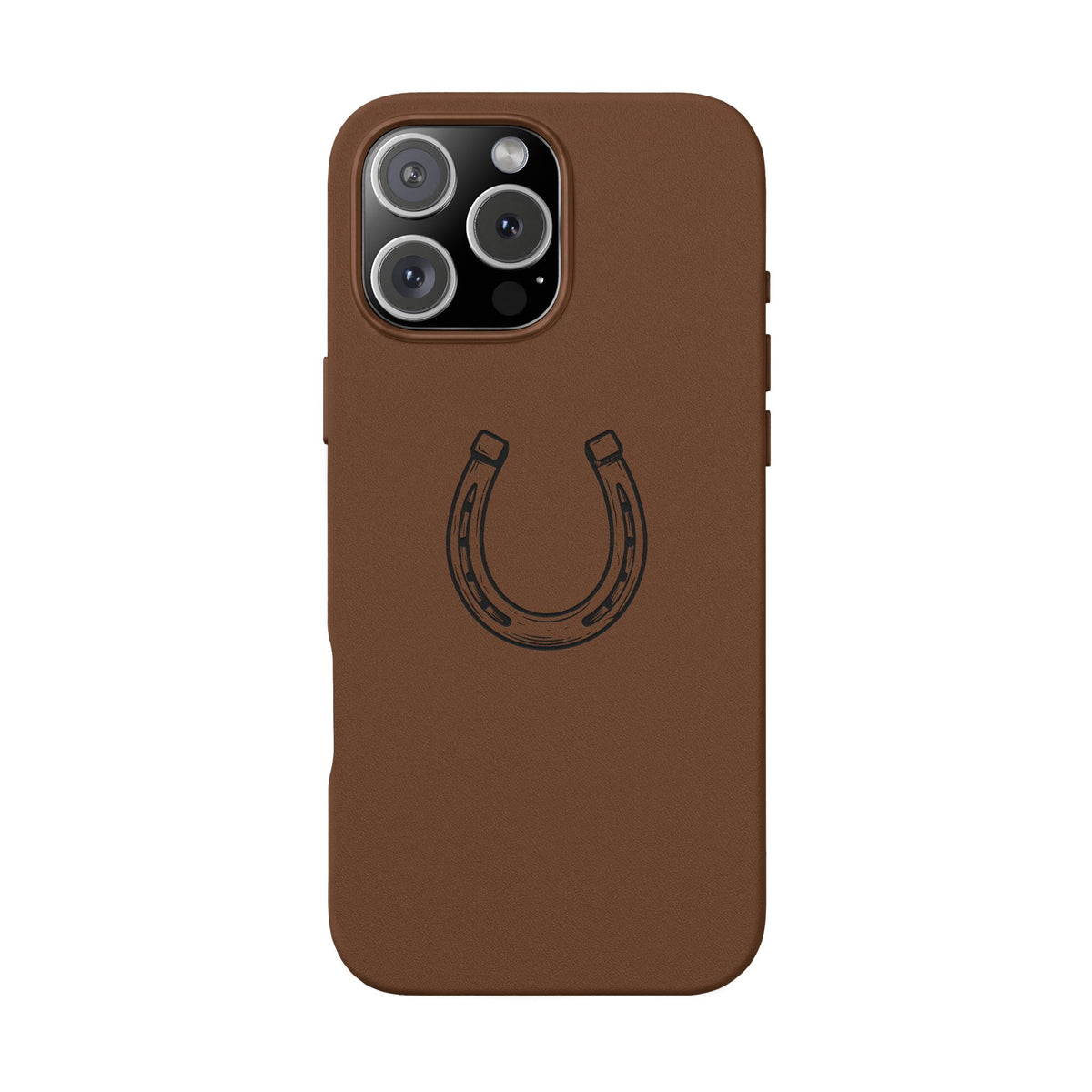 Étui Téléphone Cuir Gravé — Fer à Cheval Minimaliste