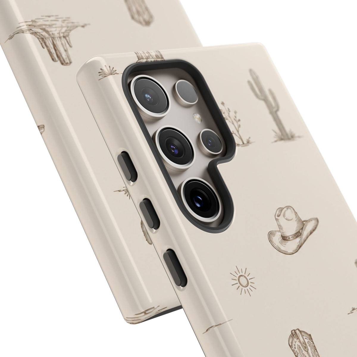 Western Desert Phone Case — Cowboy Boots, Cactus & Skull Pattern