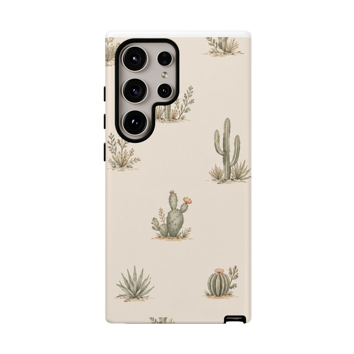Cactus Pattern Tough Phone Case — Desert Floral Protective Cover