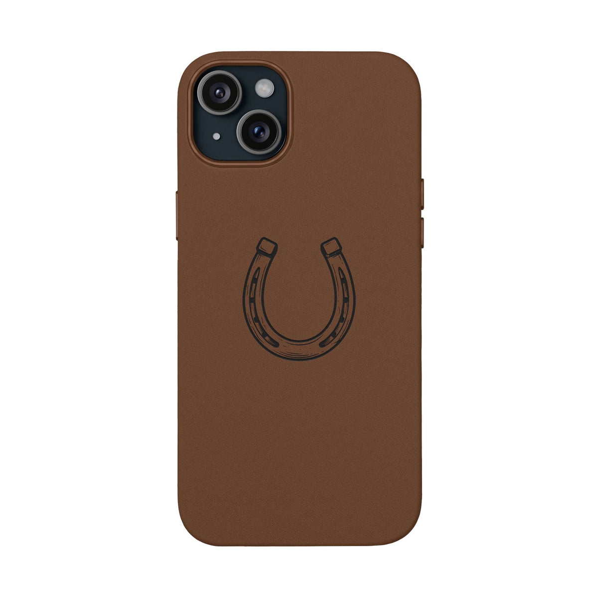 Étui Téléphone Cuir Gravé — Fer à Cheval Minimaliste