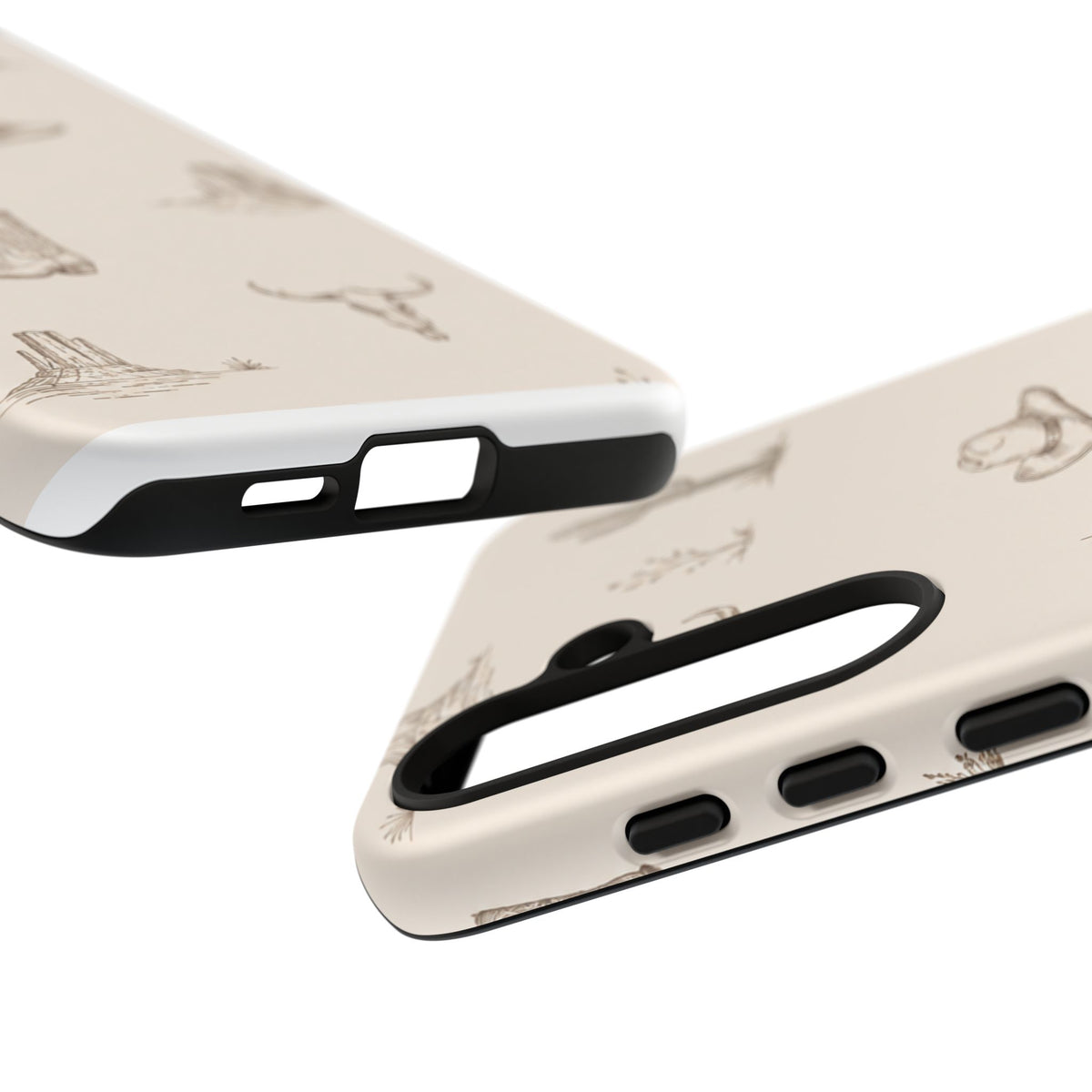 Western Desert Phone Case — Cowboy Boots, Cactus & Skull Pattern