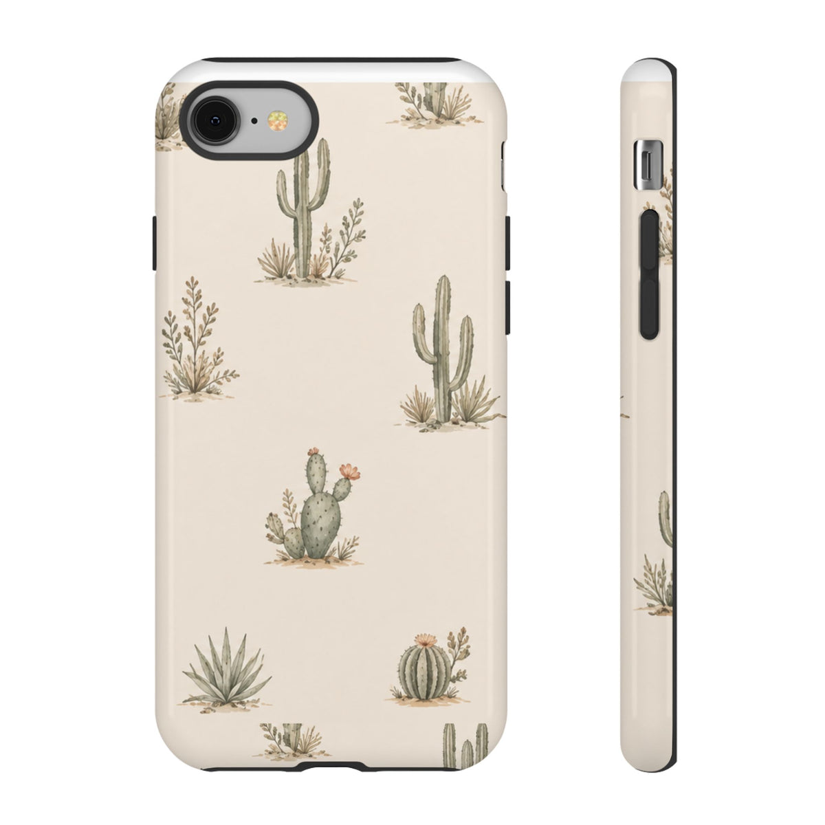 Cactus Pattern Tough Phone Case — Desert Floral Protective Cover