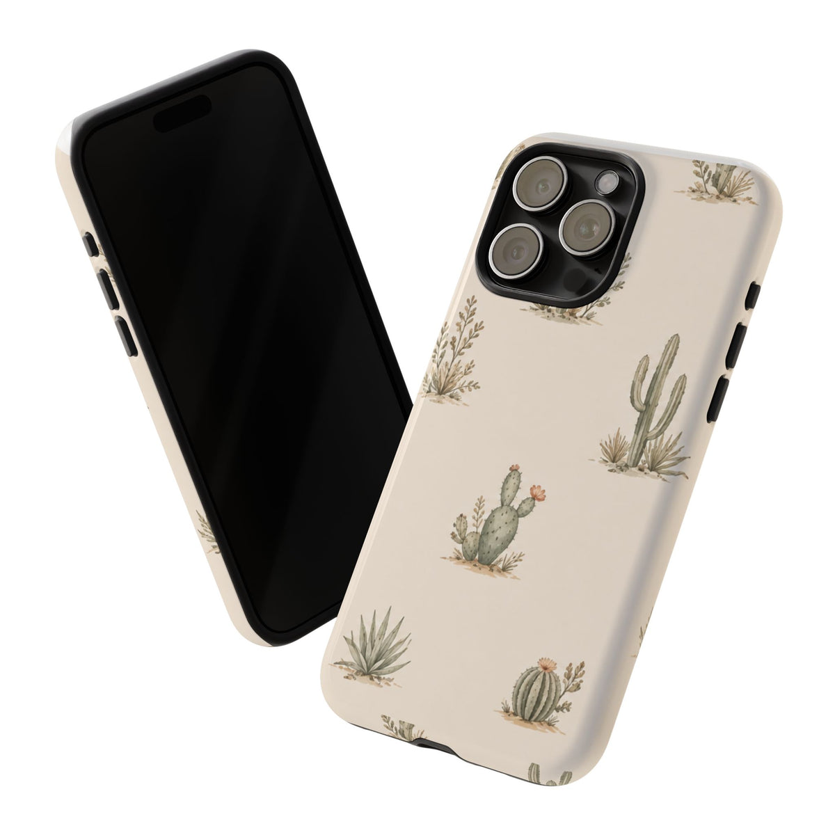 Cactus Pattern Tough Phone Case — Desert Floral Protective Cover