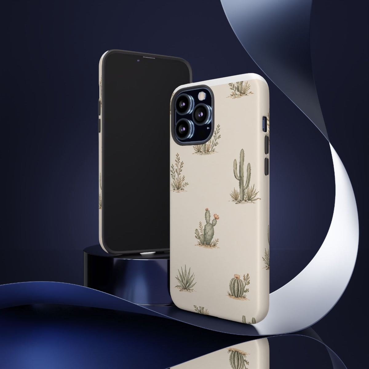 Cactus Pattern Tough Phone Case — Desert Floral Protective Cover