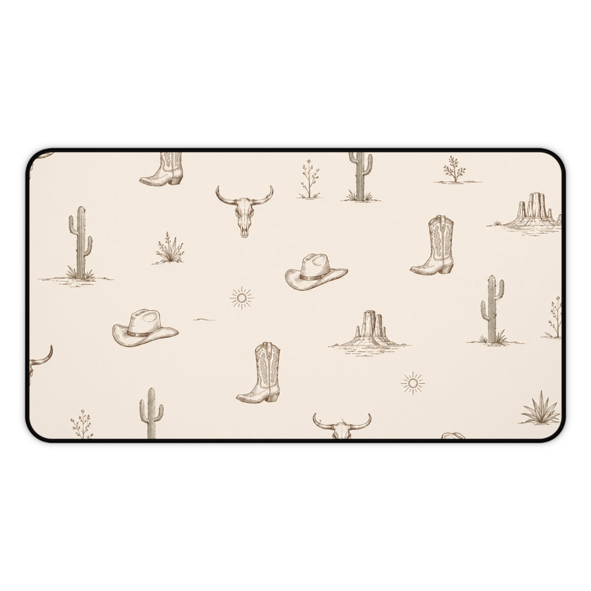Tapis de Bureau Désert Western — Bottes de Cowboy, Cactus et Crâne — Nord Country Co.