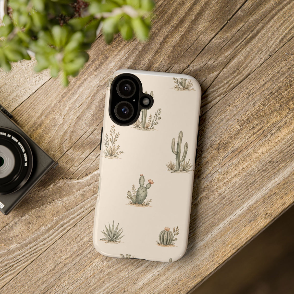 Cactus Pattern Tough Phone Case — Desert Floral Protective Cover