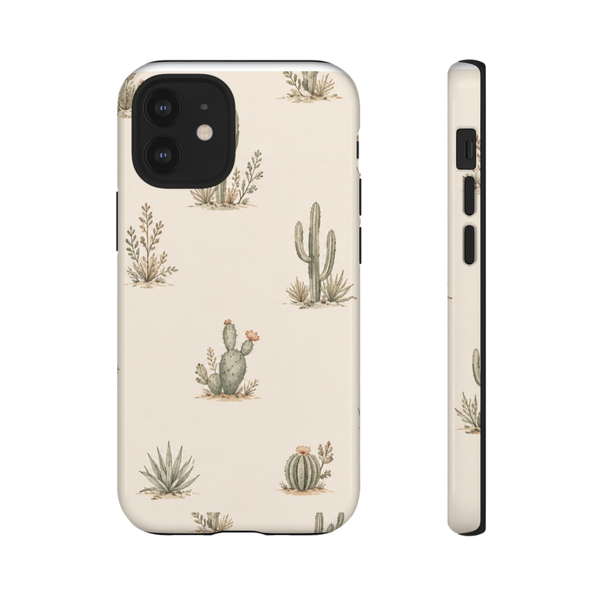 Cactus Pattern Tough Phone Case — Desert Floral Protective Cover