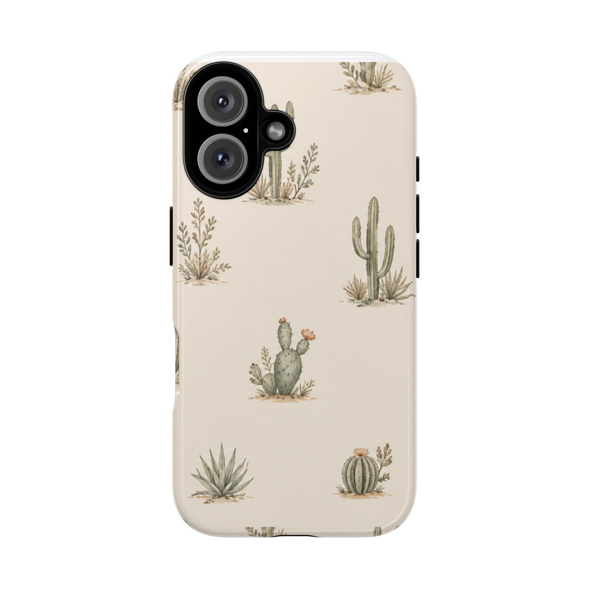 Cactus Pattern Tough Phone Case — Desert Floral Protective Cover