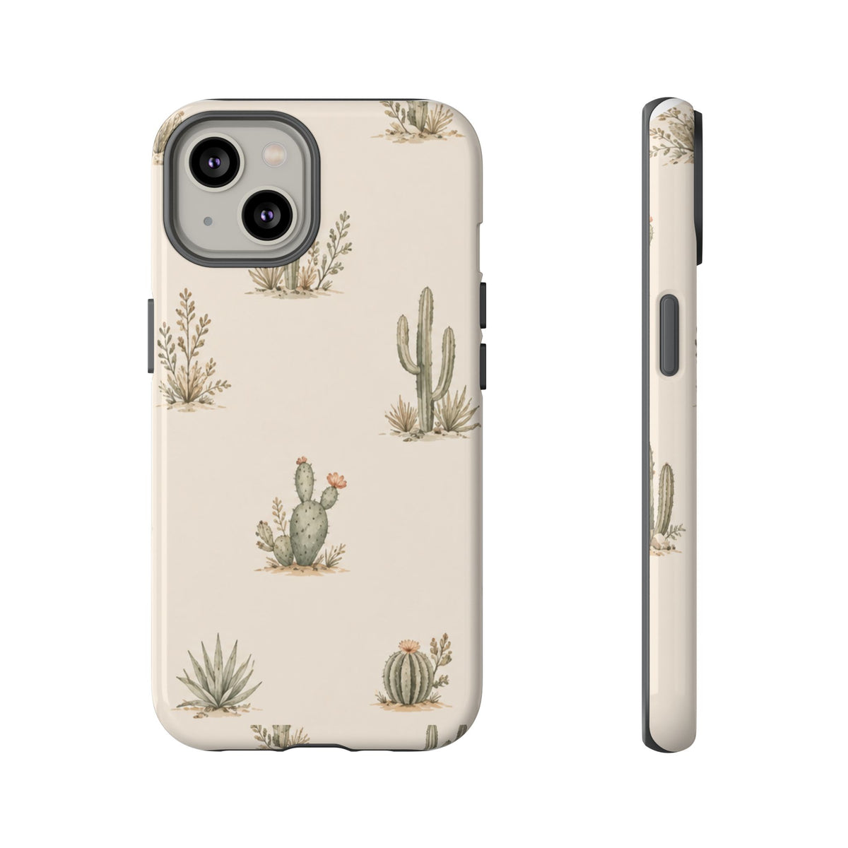 Cactus Pattern Tough Phone Case — Desert Floral Protective Cover