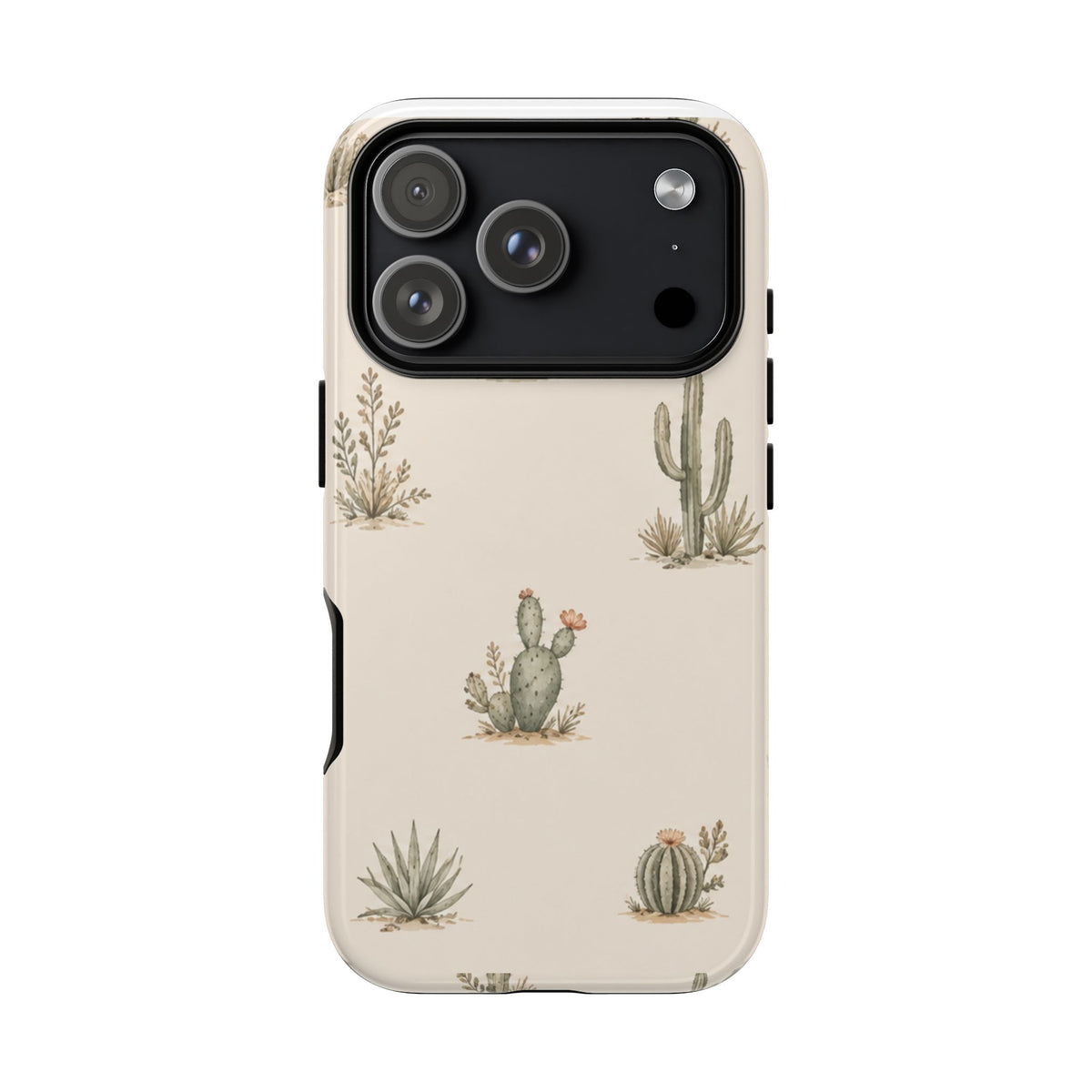 Cactus Pattern Tough Phone Case — Desert Floral Protective Cover