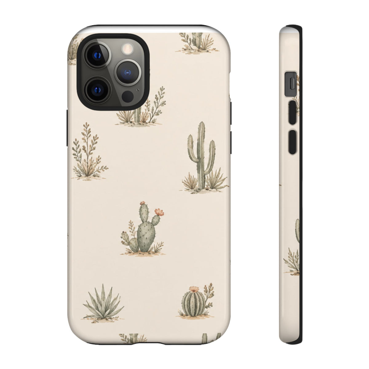 Cactus Pattern Tough Phone Case — Desert Floral Protective Cover