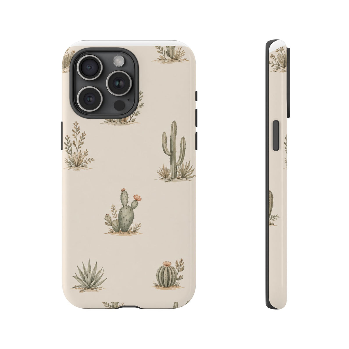 Cactus Pattern Tough Phone Case — Desert Floral Protective Cover