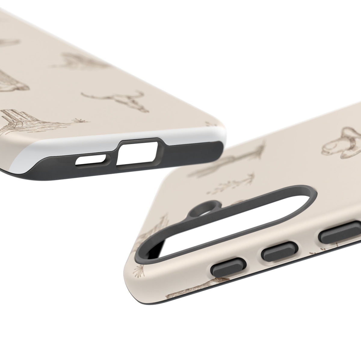 Western Desert Phone Case — Cowboy Boots, Cactus & Skull Pattern