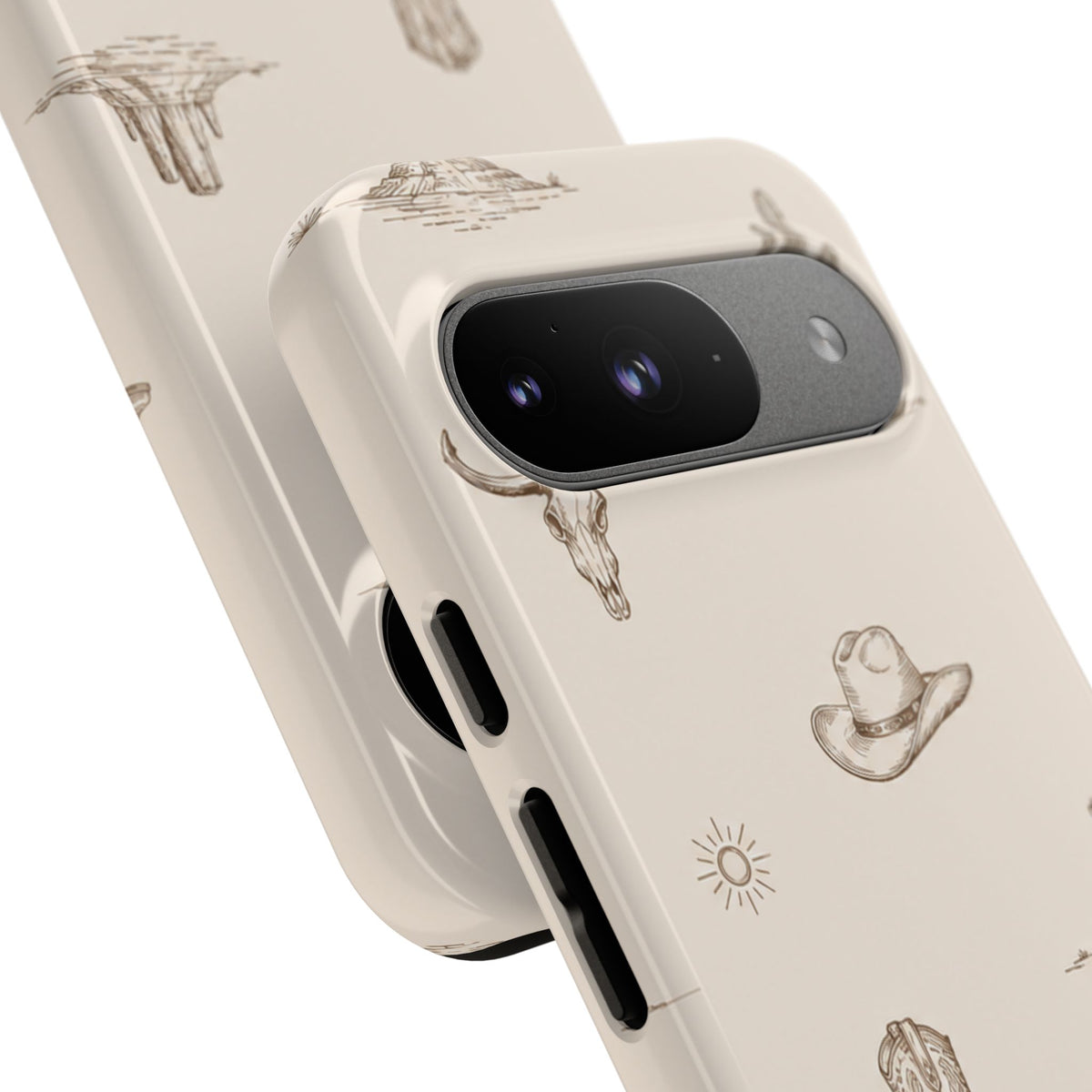 Western Desert Phone Case — Cowboy Boots, Cactus & Skull Pattern
