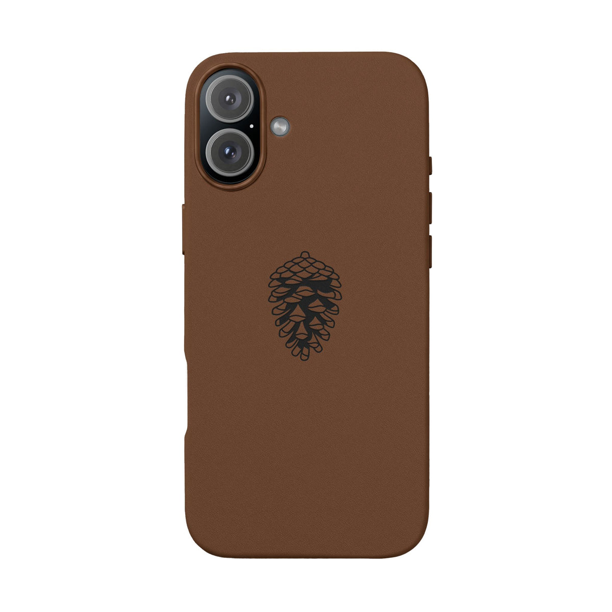 Engraved Leather Phone Case — Minimal Pinecone