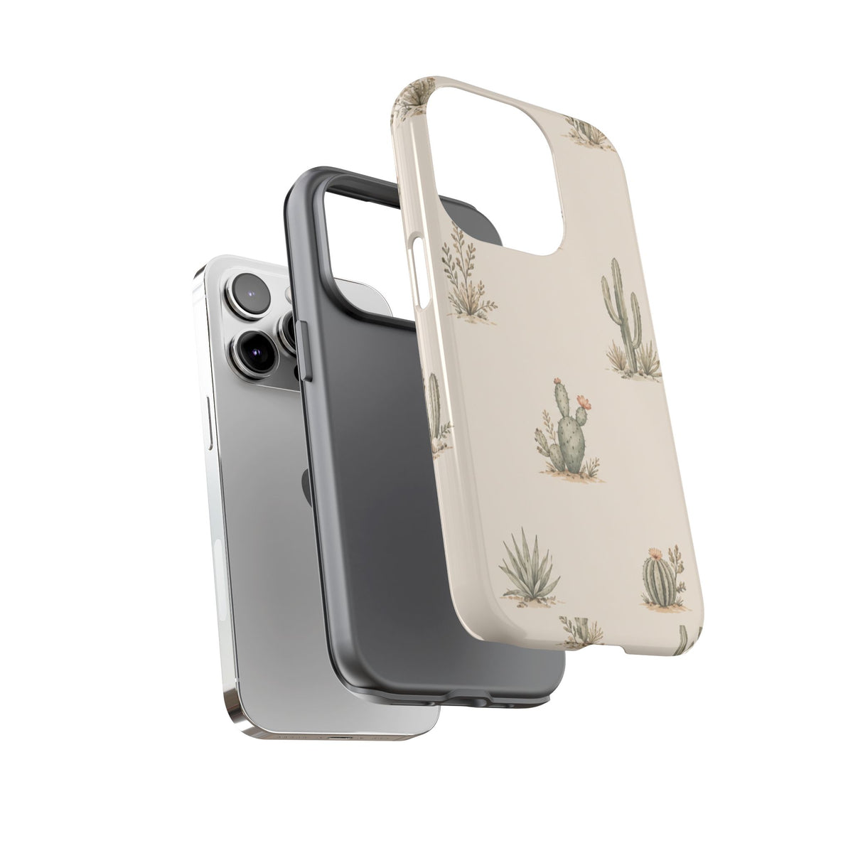 Cactus Pattern Tough Phone Case — Desert Floral Protective Cover