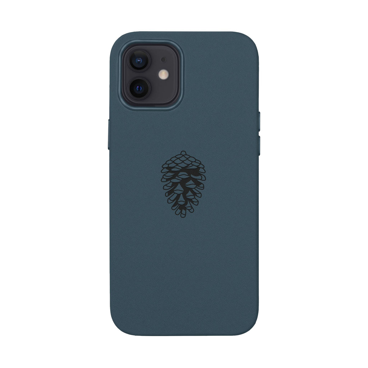 Engraved Leather Phone Case — Minimal Pinecone