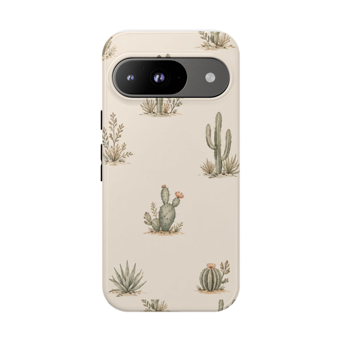 Cactus Pattern Tough Phone Case — Desert Floral Protective Cover