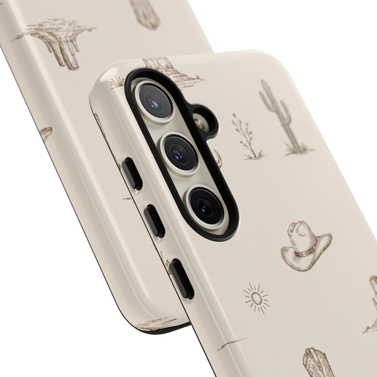Western Desert Phone Case — Cowboy Boots, Cactus & Skull Pattern