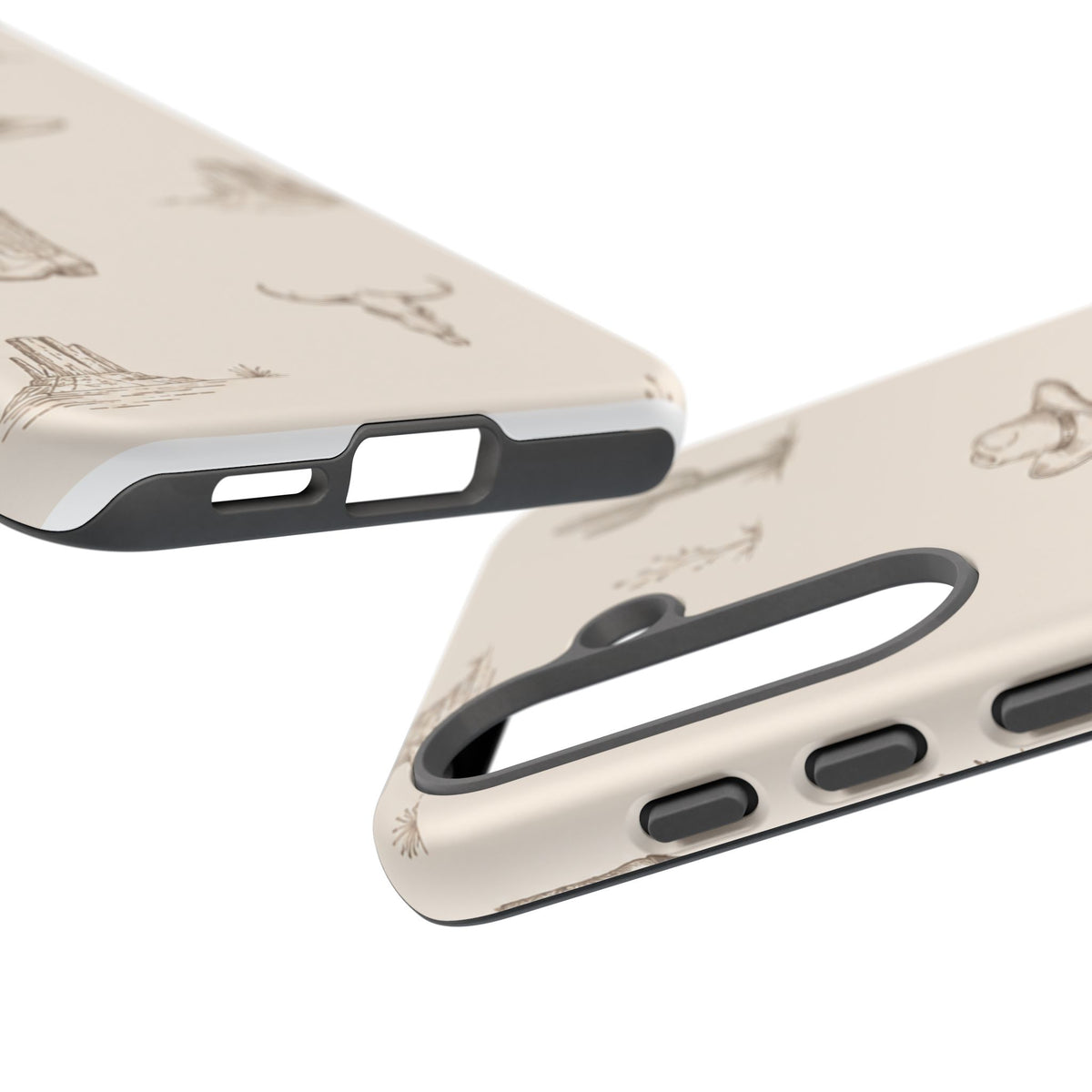 Western Desert Phone Case — Cowboy Boots, Cactus & Skull Pattern