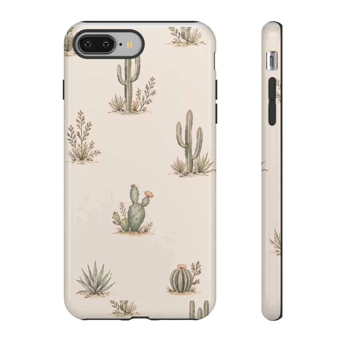 Cactus Pattern Tough Phone Case — Desert Floral Protective Cover