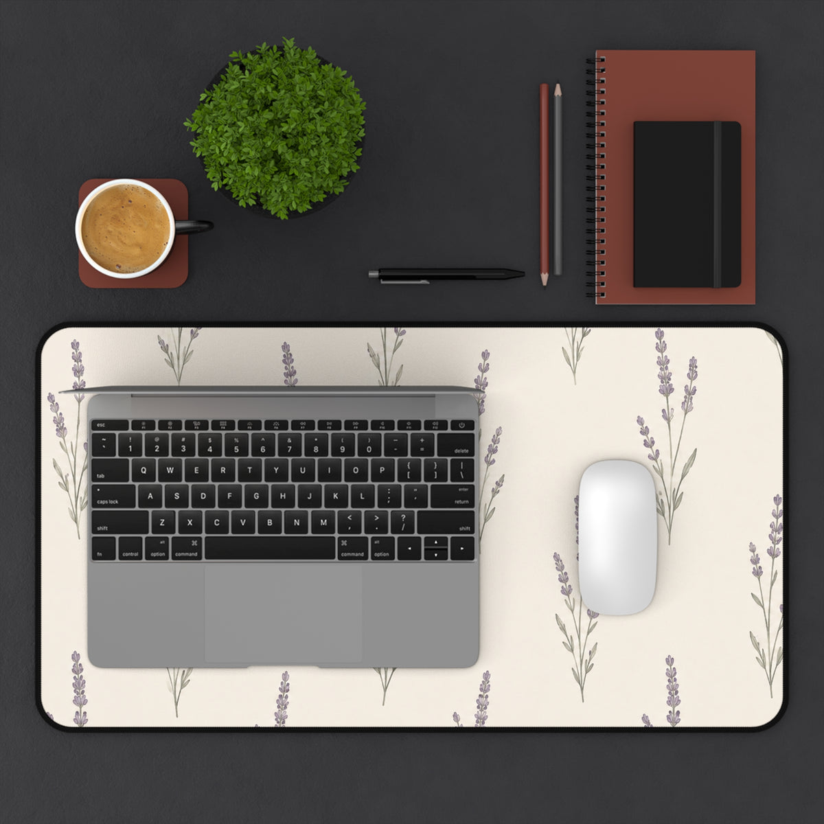 Lavender Sprig Desk Mat — Floral Computer Pad for Home Office & Study