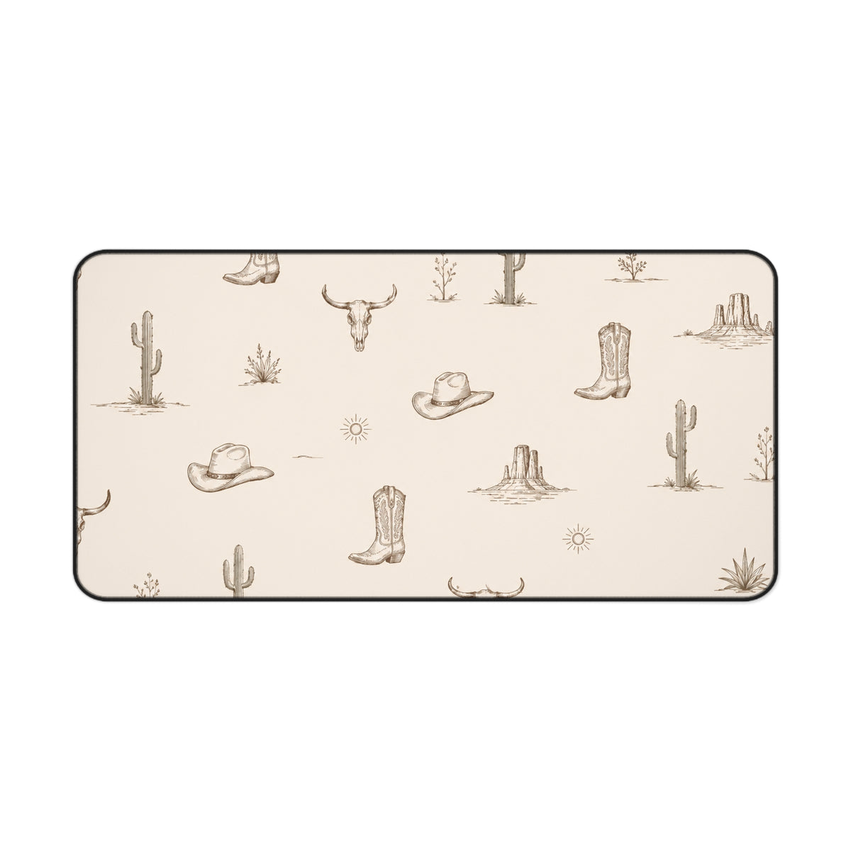 Tapis de Bureau Désert Western — Bottes de Cowboy, Cactus et Crâne — Nord Country Co.
