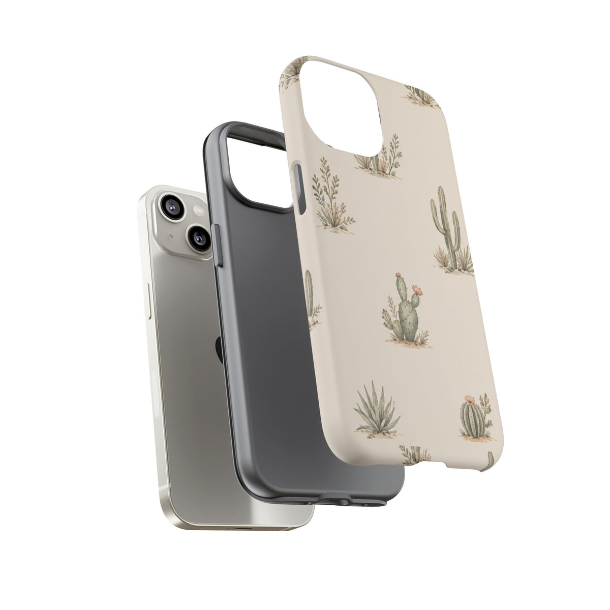 Cactus Pattern Tough Phone Case — Desert Floral Protective Cover
