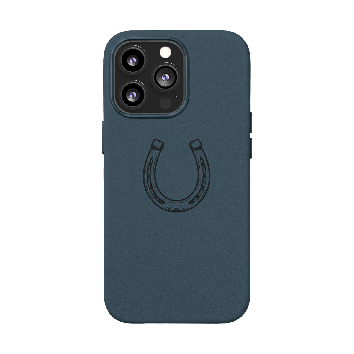 Étui Téléphone Cuir Gravé — Fer à Cheval Minimaliste