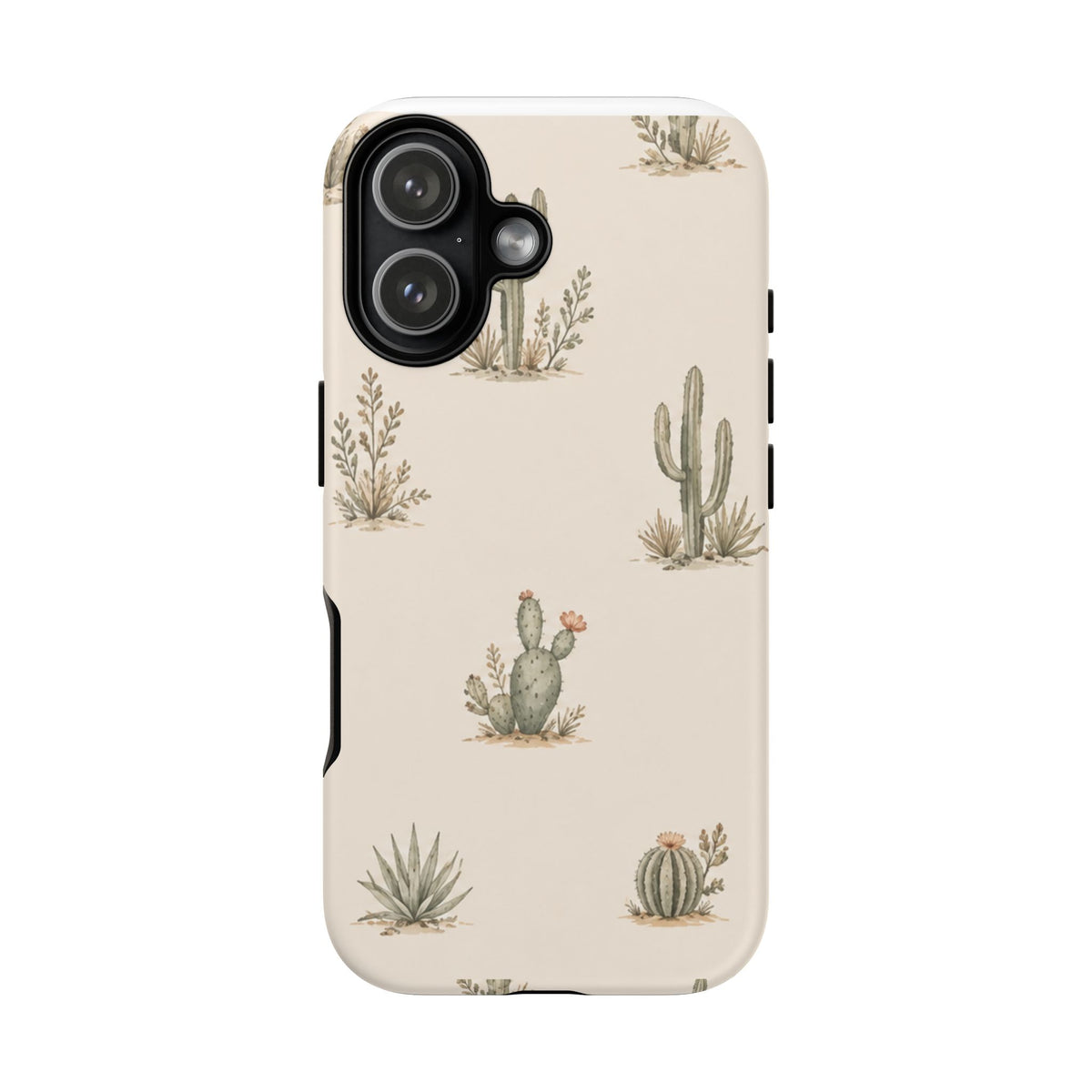Cactus Pattern Tough Phone Case — Desert Floral Protective Cover