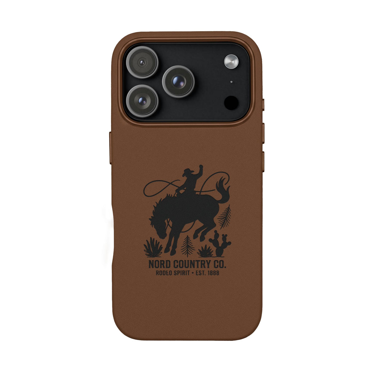 Étui Téléphone Cuir Gravé — Design Minimaliste Chameau