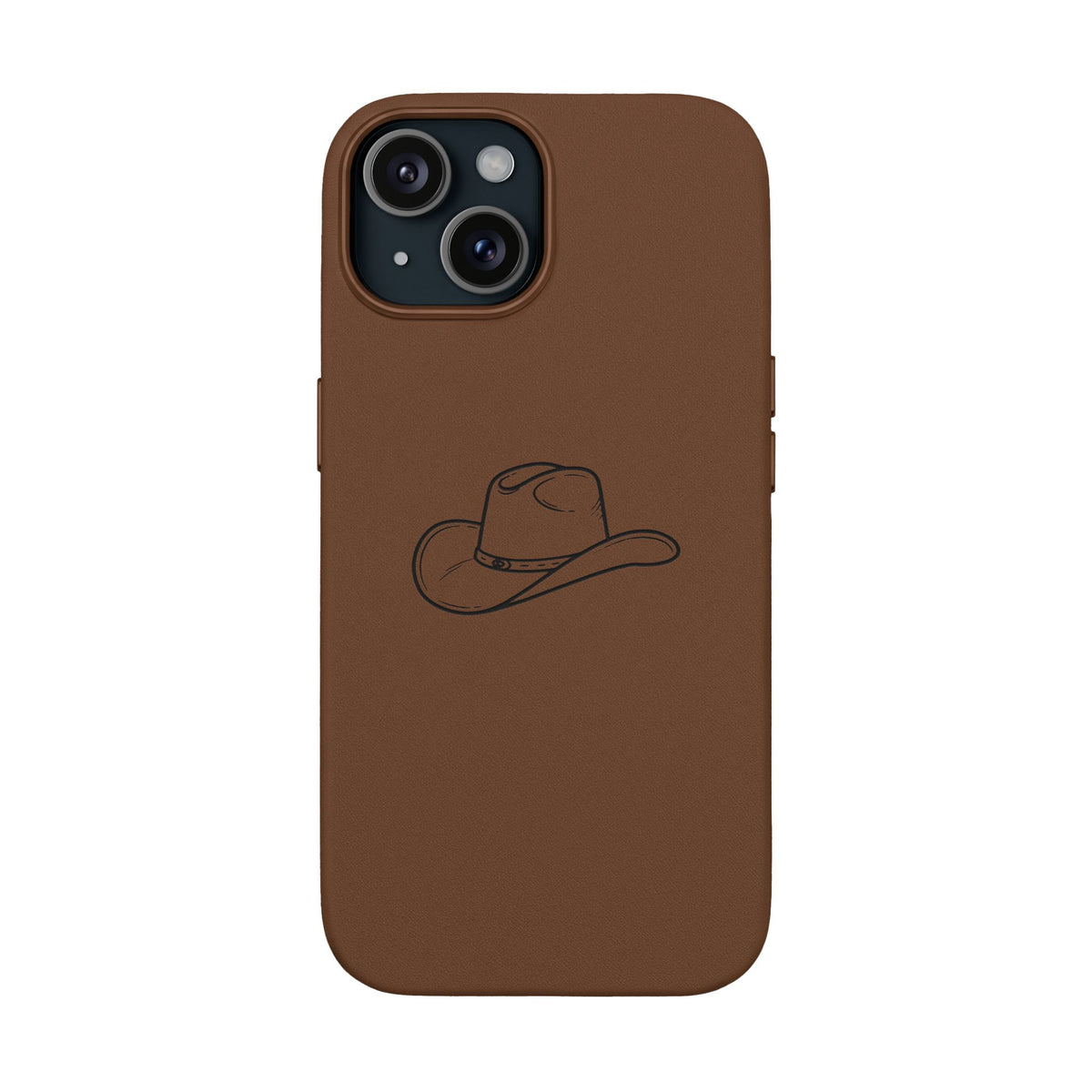Étui Téléphone Cuir Gravé — Chapeau de Cowboy