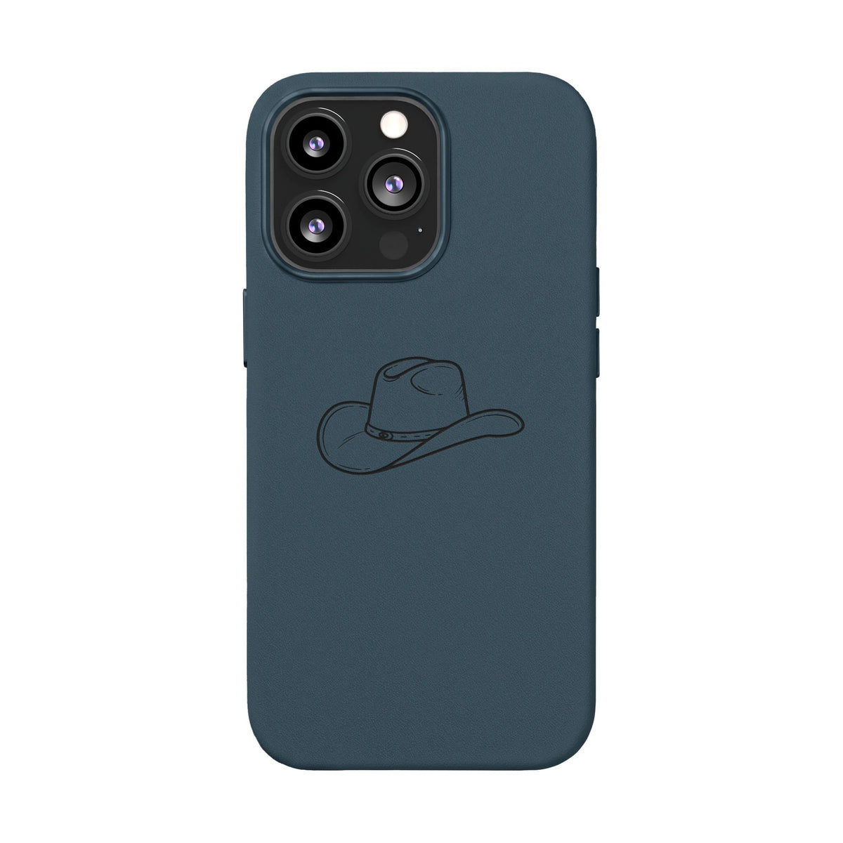 Étui Téléphone Cuir Gravé — Chapeau de Cowboy