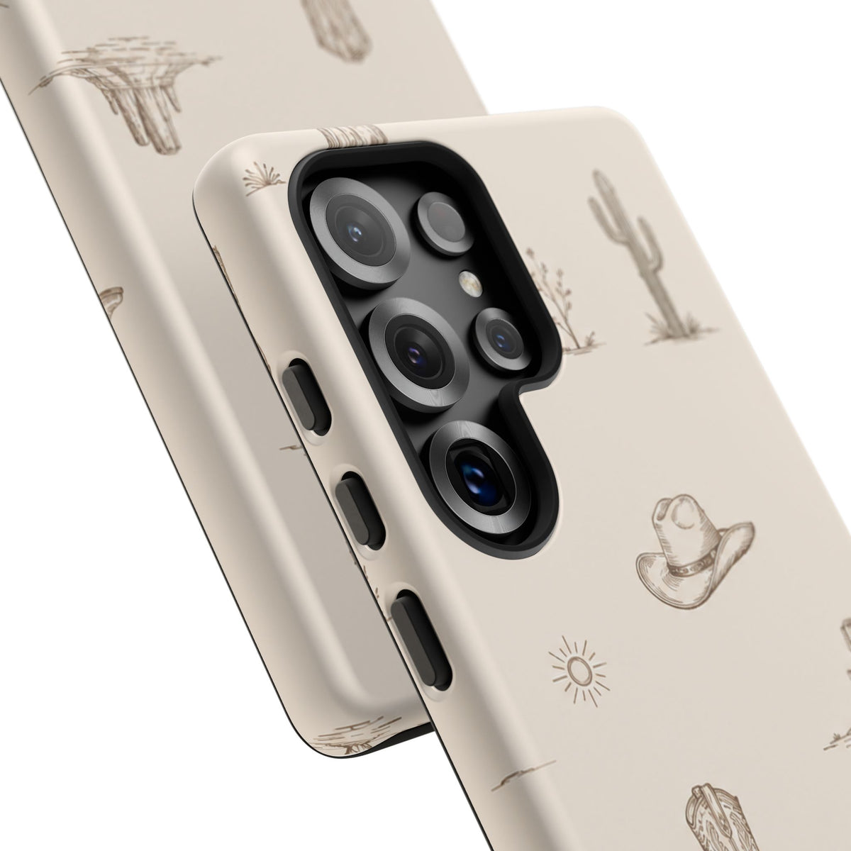 Western Desert Phone Case — Cowboy Boots, Cactus & Skull Pattern