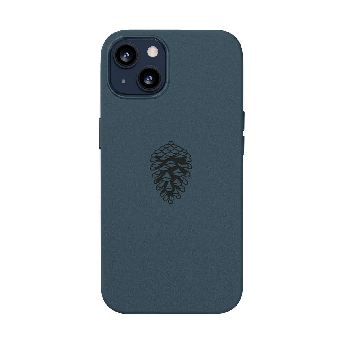 Engraved Leather Phone Case — Minimal Pinecone