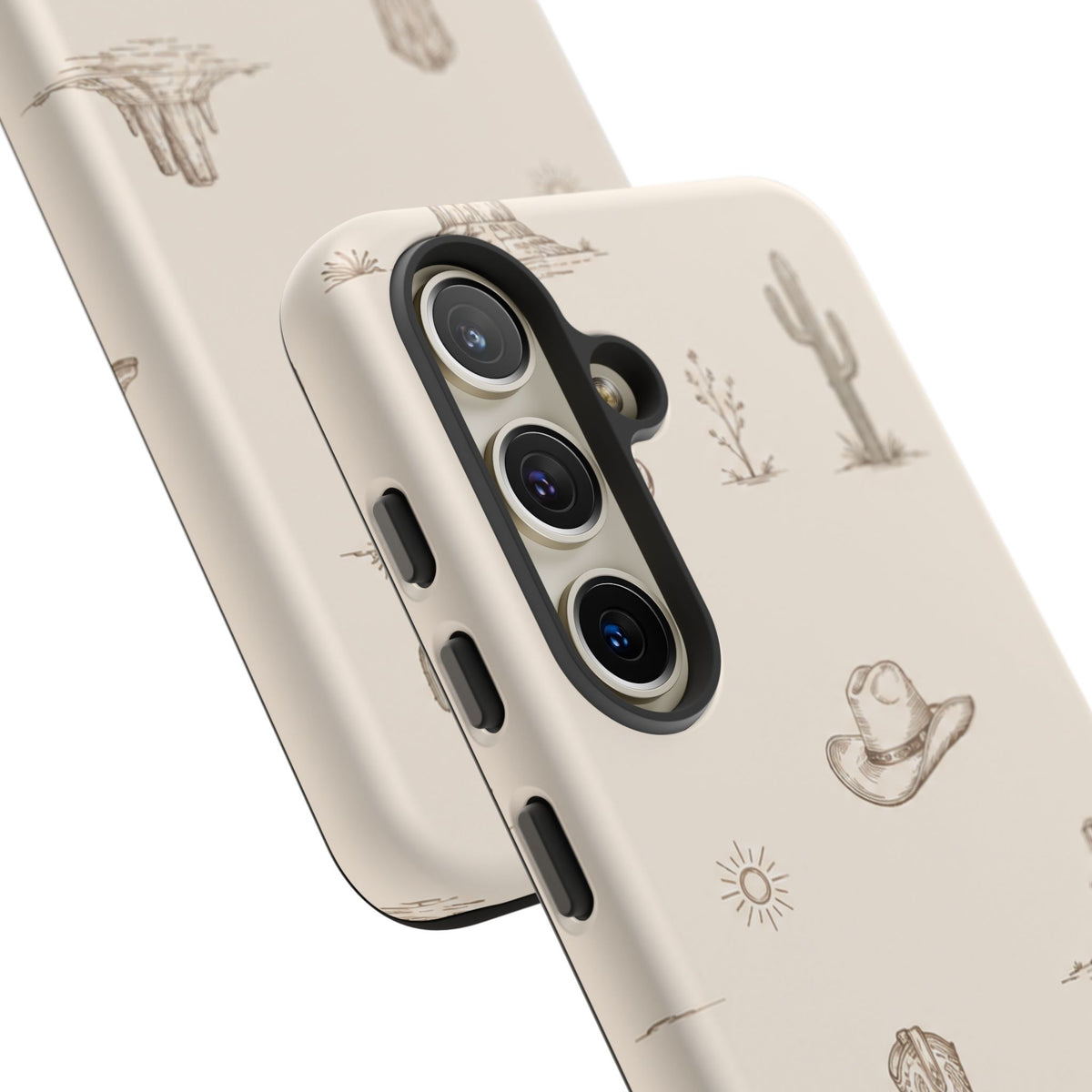 Western Desert Phone Case — Cowboy Boots, Cactus & Skull Pattern