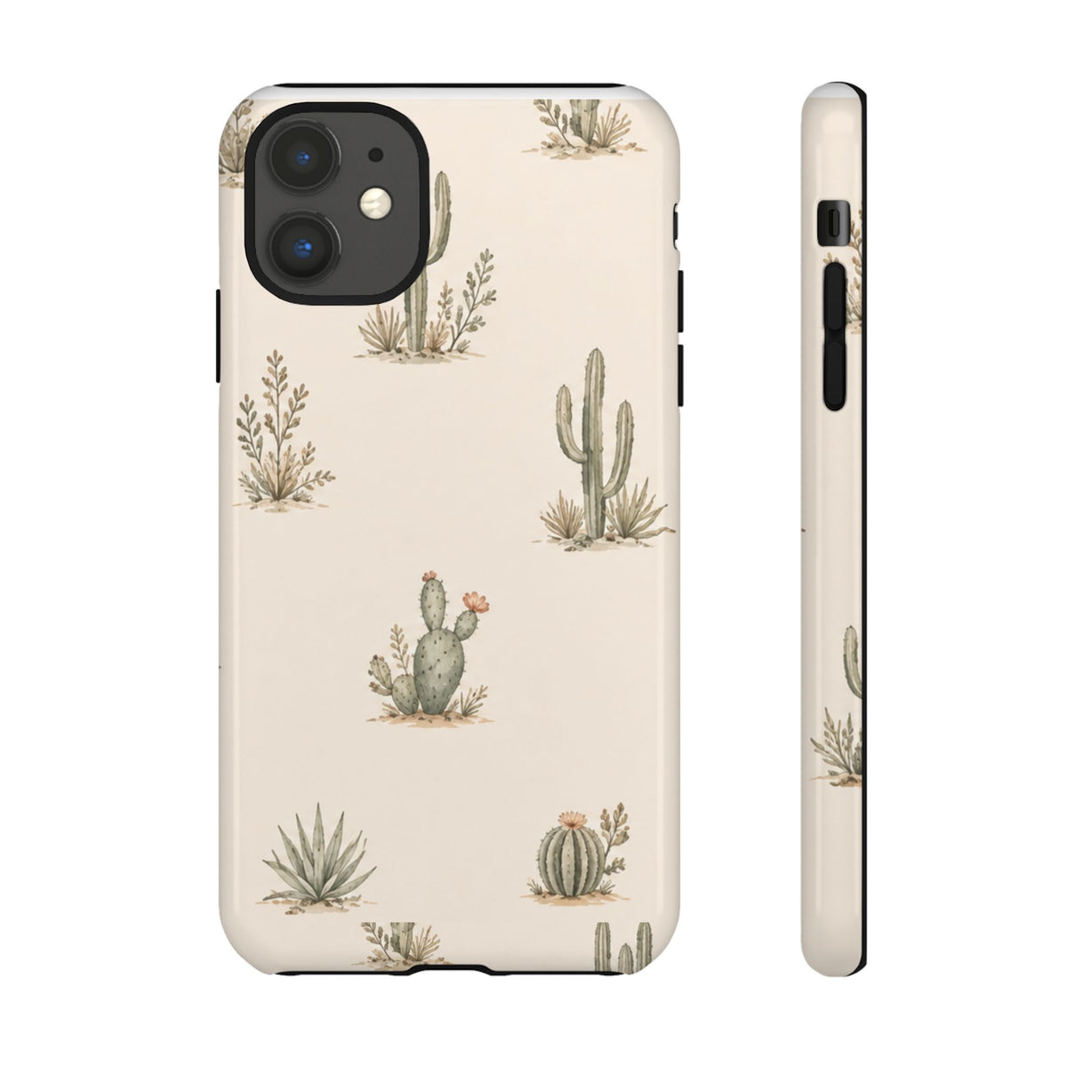 Cactus Pattern Tough Phone Case — Desert Floral Protective Cover