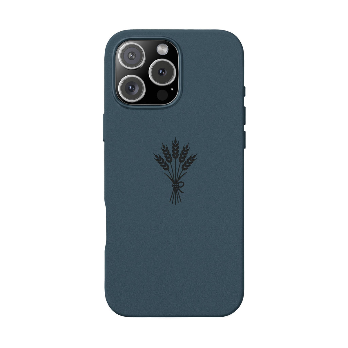 Étui Téléphone Cuir Gravé — Bouquet de Blé Minimaliste