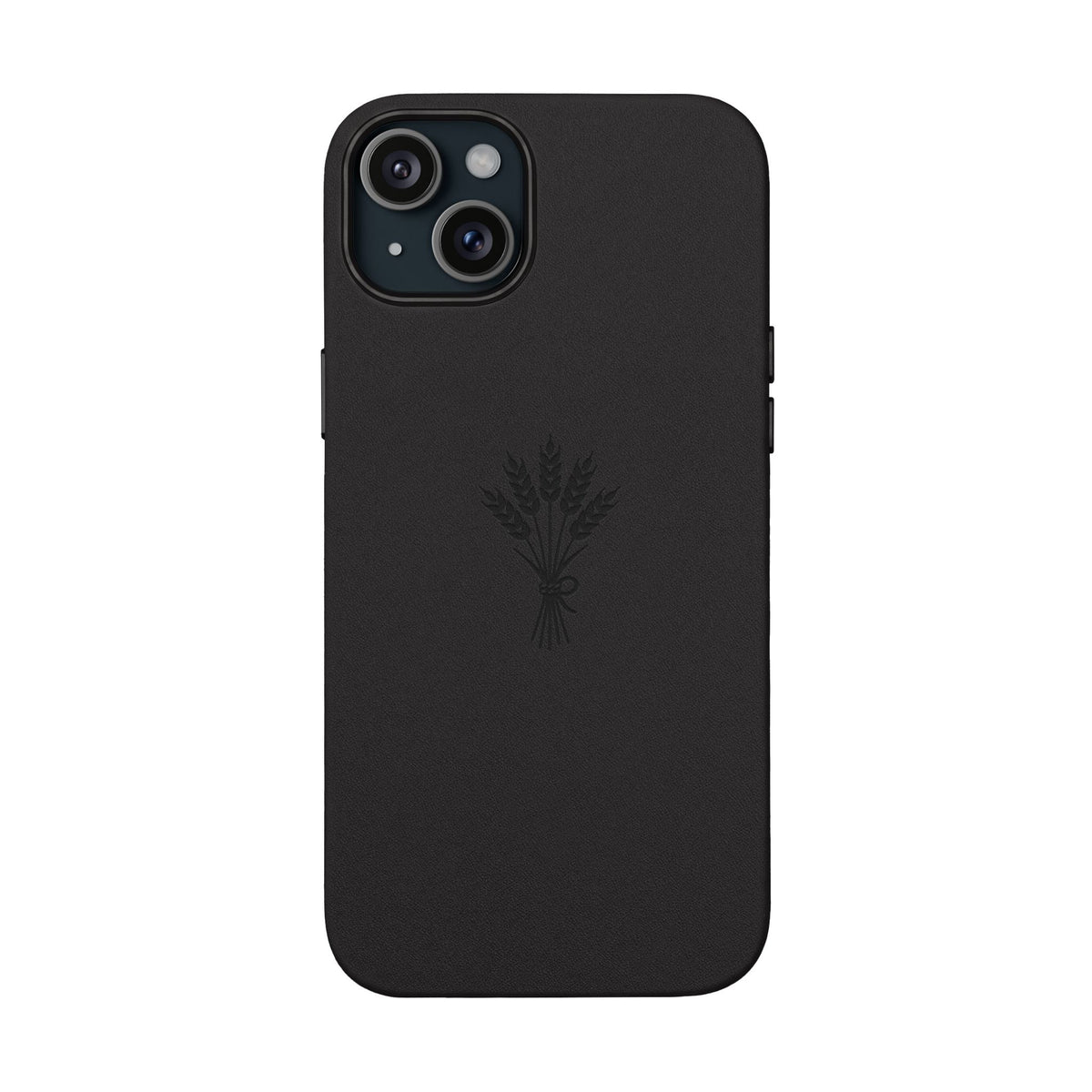 Étui Téléphone Cuir Gravé — Bouquet de Blé Minimaliste